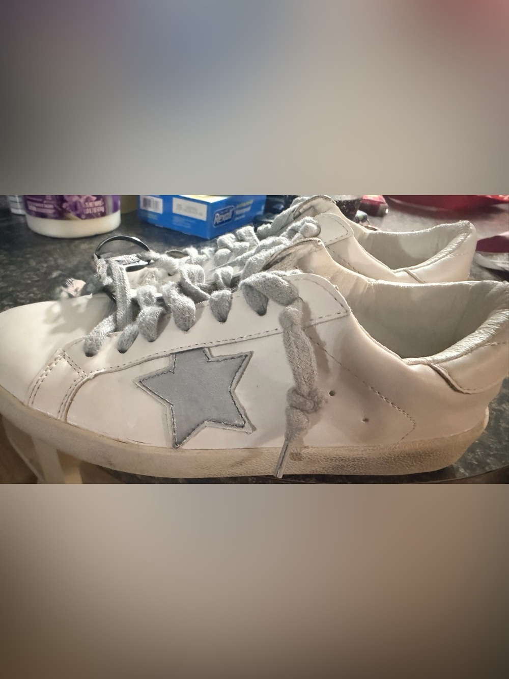 Golden Goose White Kids Sneakers with Gray Star